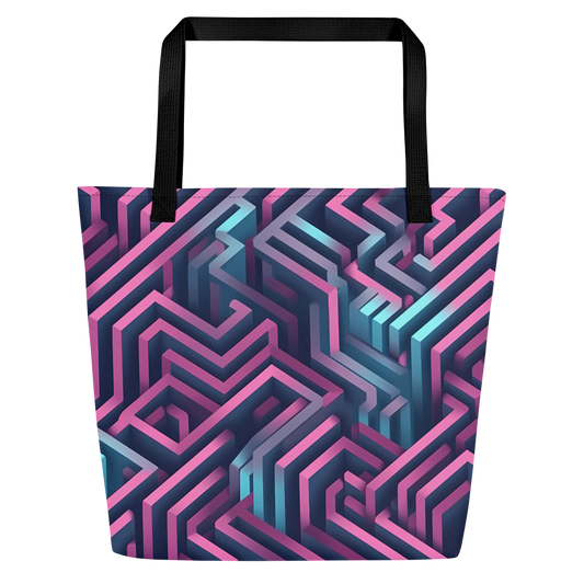 3D Maze Illusion | 3D Patterns | All-Over Print Large Tote Bag w/ Pocket - #4