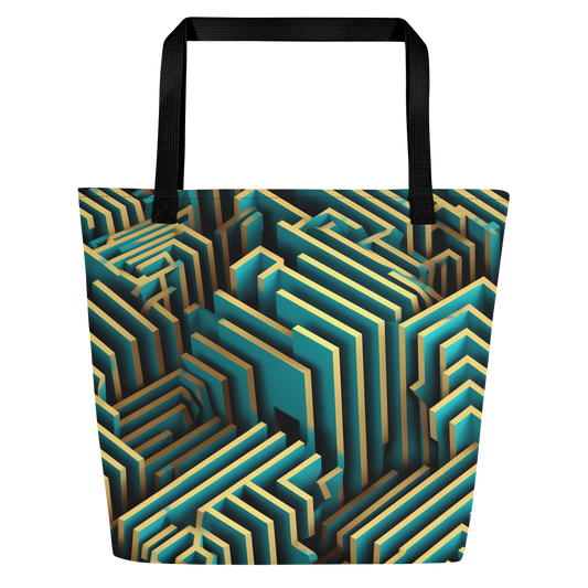 3D Maze Illusion | 3D Patterns | All-Over Print Large Tote Bag w/ Pocket - #5