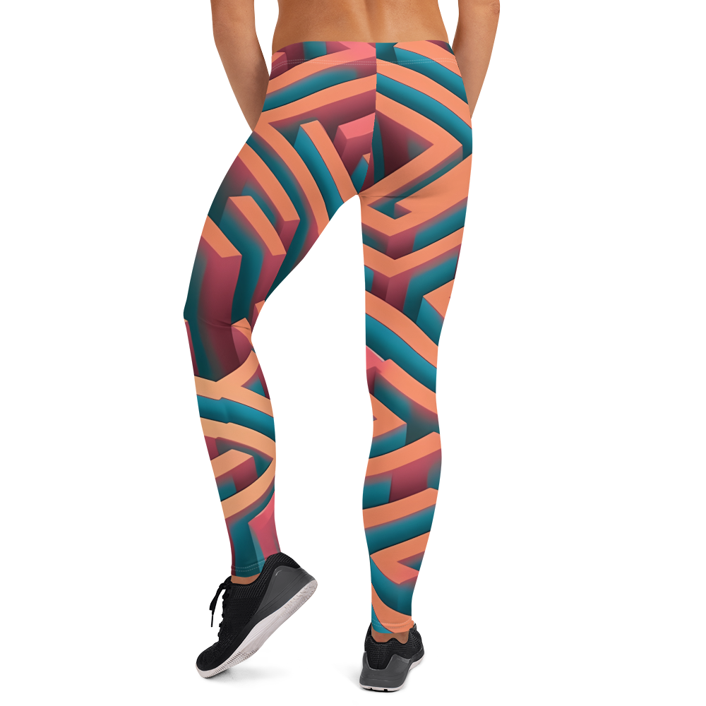 3D Maze Illusion | 3D Patterns | All-Over Print Leggings - #1