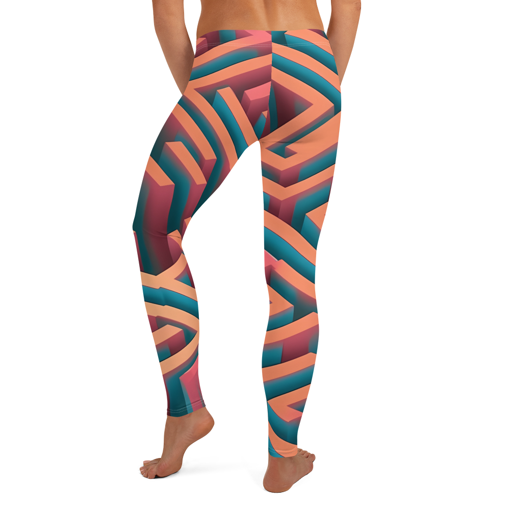 3D Maze Illusion | 3D Patterns | All-Over Print Leggings - #1