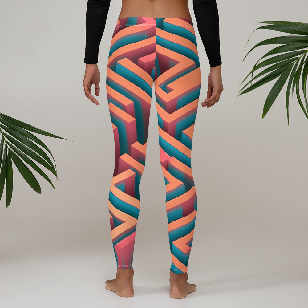 3D Maze Illusion | 3D Patterns | All-Over Print Leggings - #1