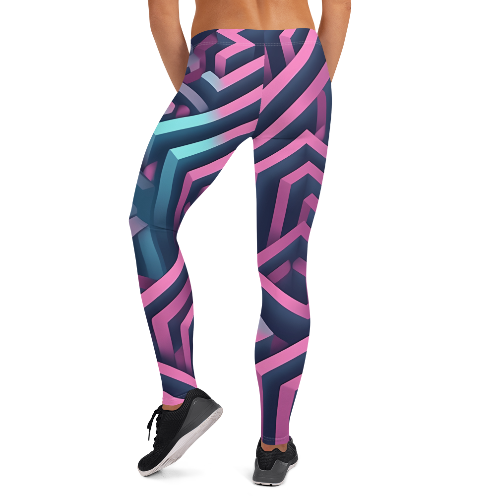 3D Maze Illusion | 3D Patterns | All-Over Print Leggings - #4