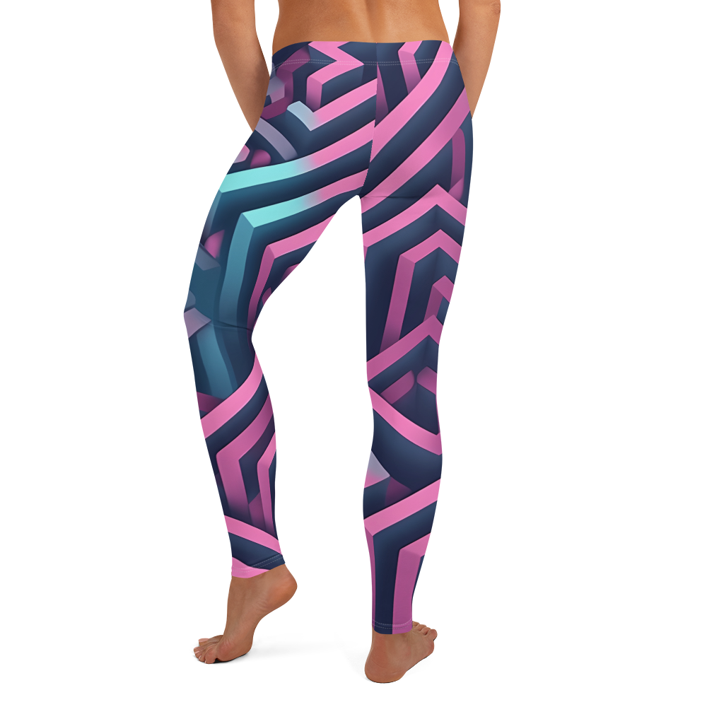 3D Maze Illusion | 3D Patterns | All-Over Print Leggings - #4