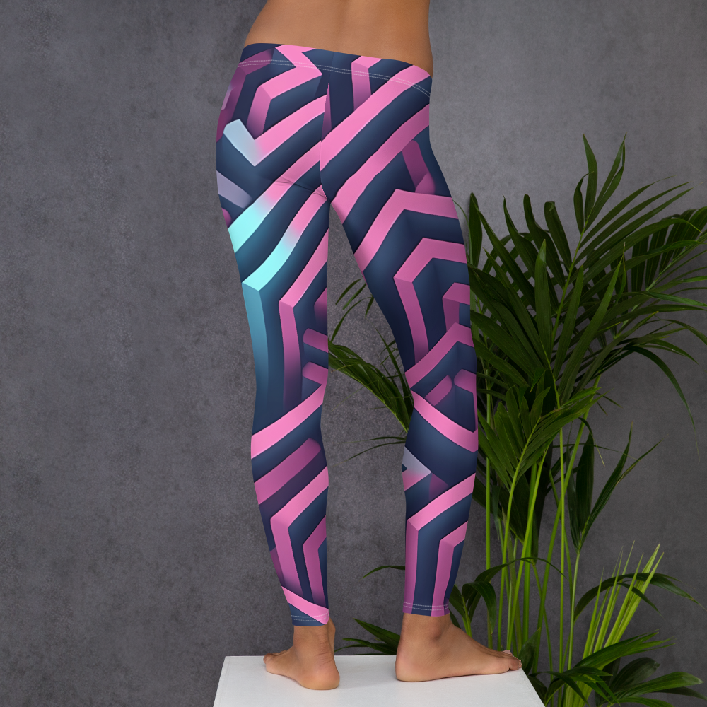 3D Maze Illusion | 3D Patterns | All-Over Print Leggings - #4