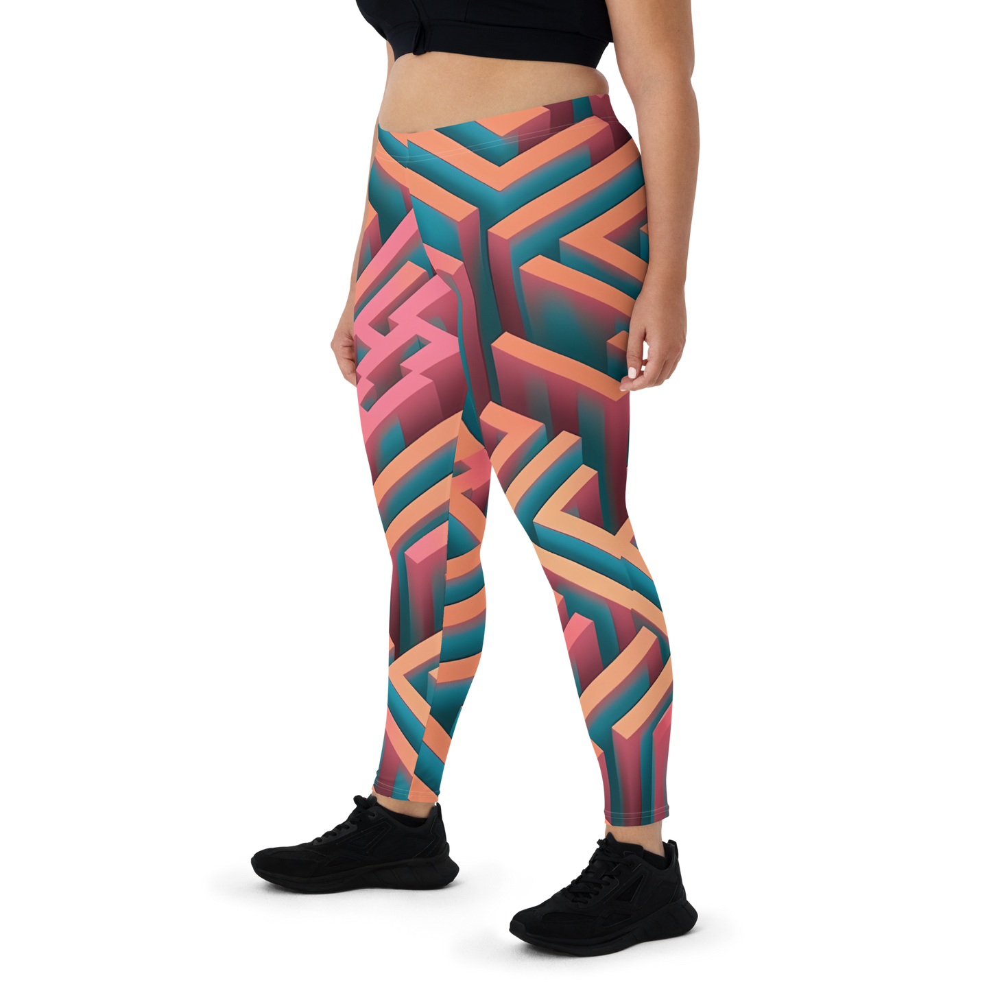 3D Maze Illusion | 3D Patterns | All-Over Print Leggings - #1