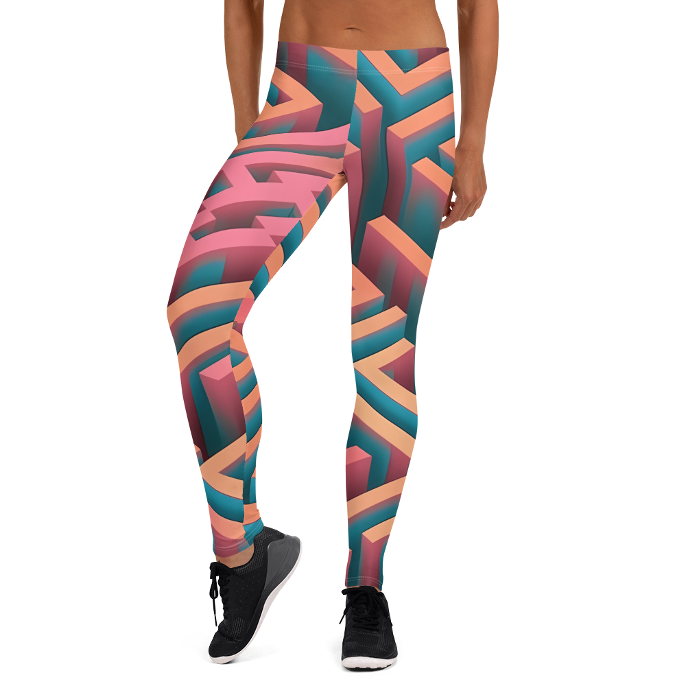 3D Maze Illusion | 3D Patterns | All-Over Print Leggings - #1