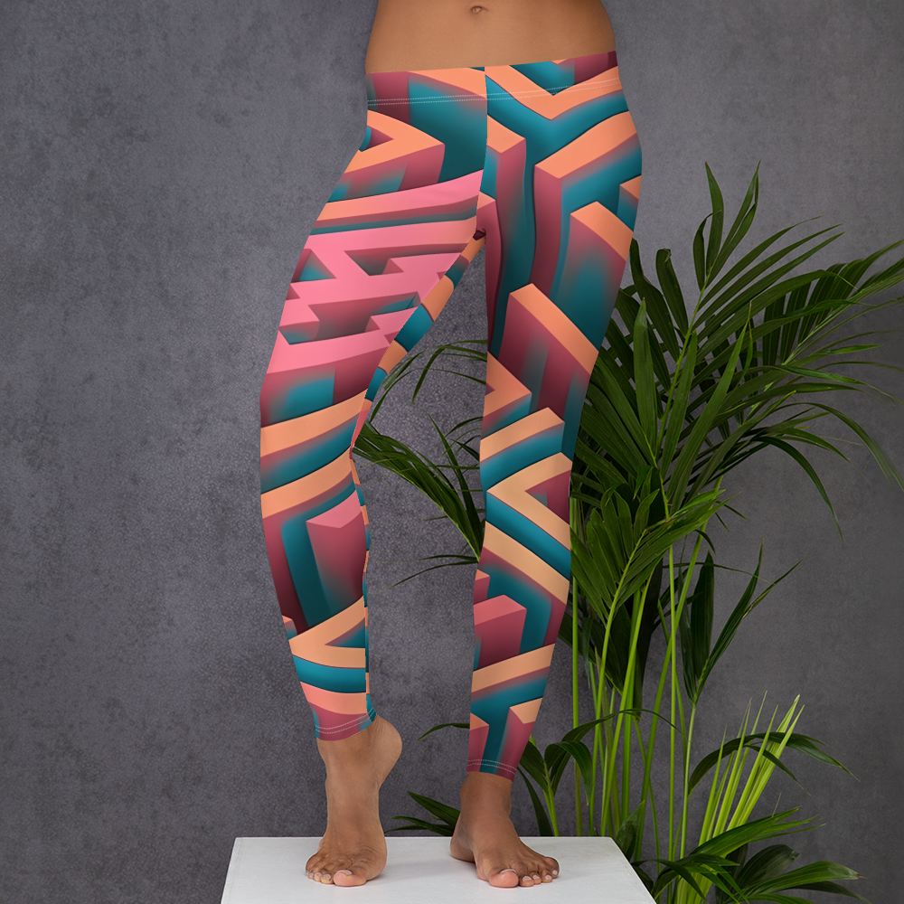 3D Maze Illusion | 3D Patterns | All-Over Print Leggings - #1