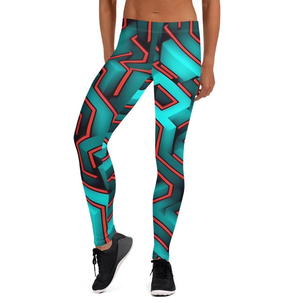 3D Maze Illusion | 3D Patterns | All-Over Print Leggings - #2