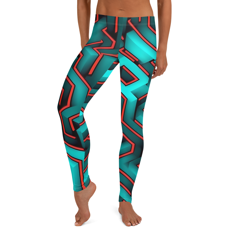 3D Maze Illusion | 3D Patterns | All-Over Print Leggings - #2