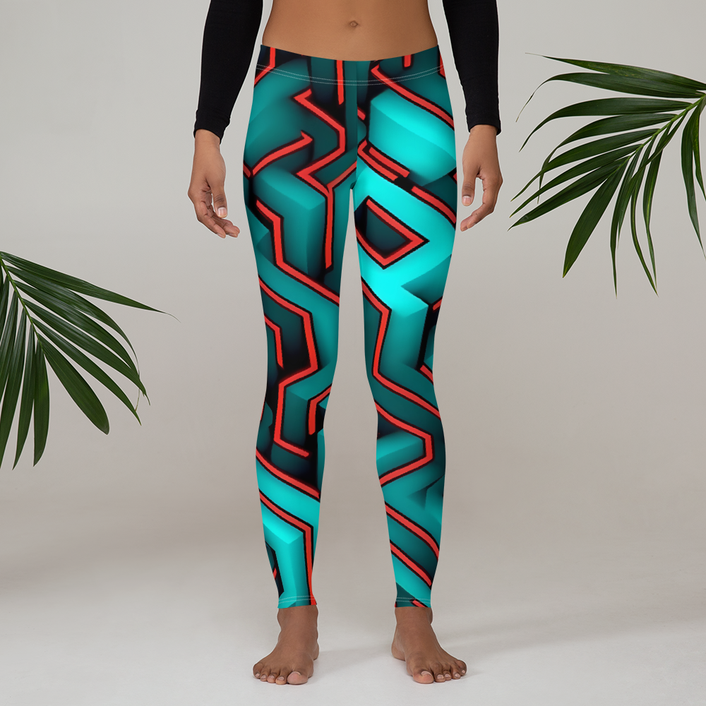 3D Maze Illusion | 3D Patterns | All-Over Print Leggings - #2