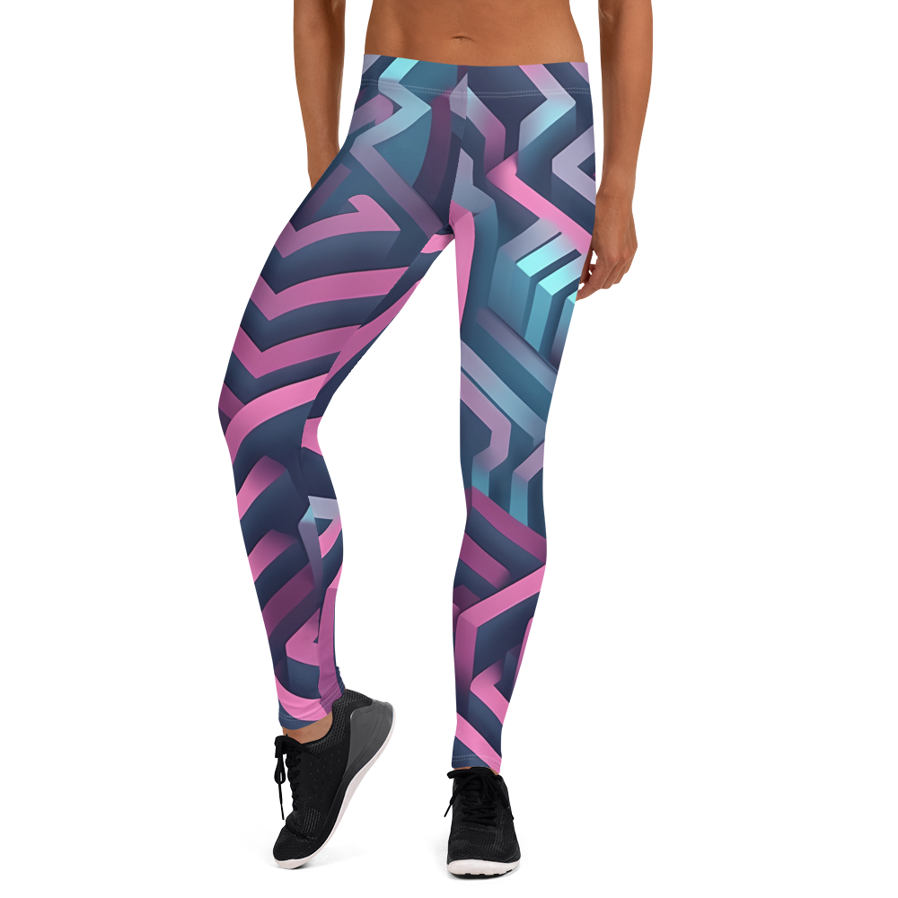 3D Maze Illusion | 3D Patterns | All-Over Print Leggings - #4