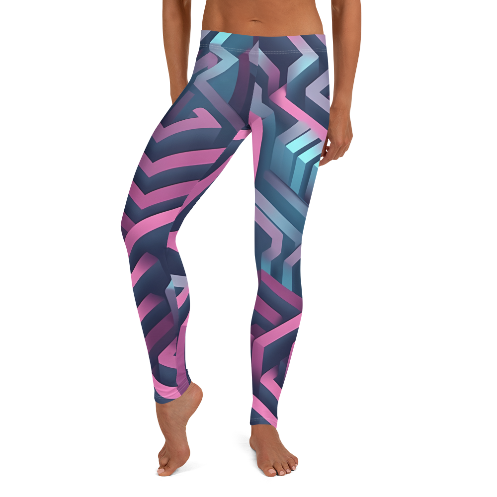 3D Maze Illusion | 3D Patterns | All-Over Print Leggings - #4