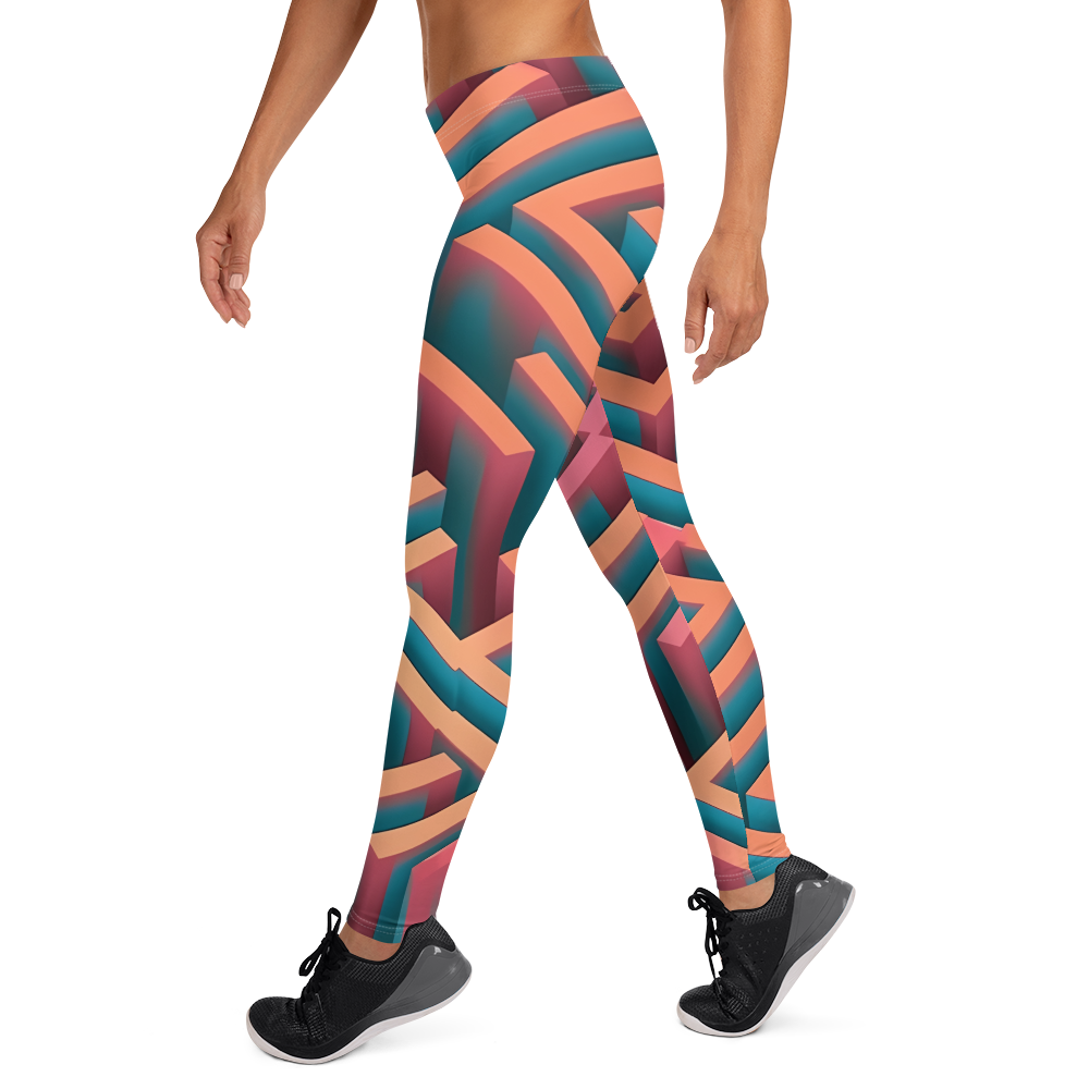 3D Maze Illusion | 3D Patterns | All-Over Print Leggings - #1