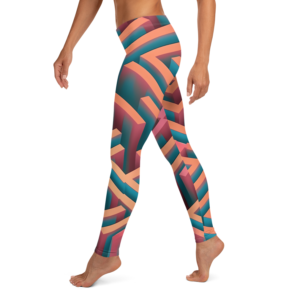 3D Maze Illusion | 3D Patterns | All-Over Print Leggings - #1