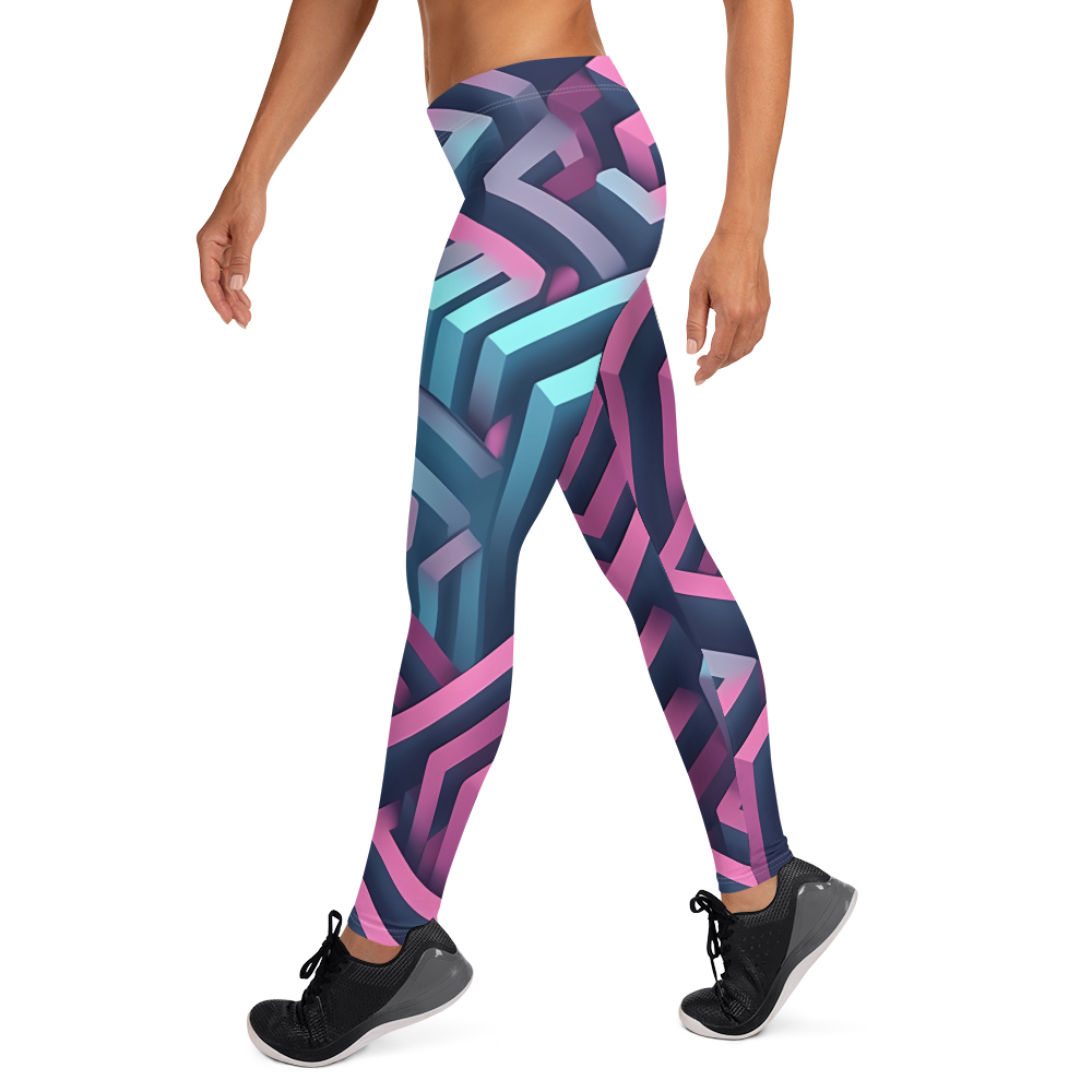 3D Maze Illusion | 3D Patterns | All-Over Print Leggings - #4