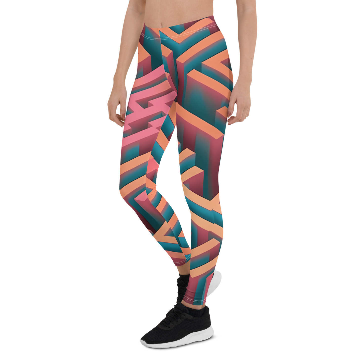 3D Maze Illusion | 3D Patterns | All-Over Print Leggings - #1