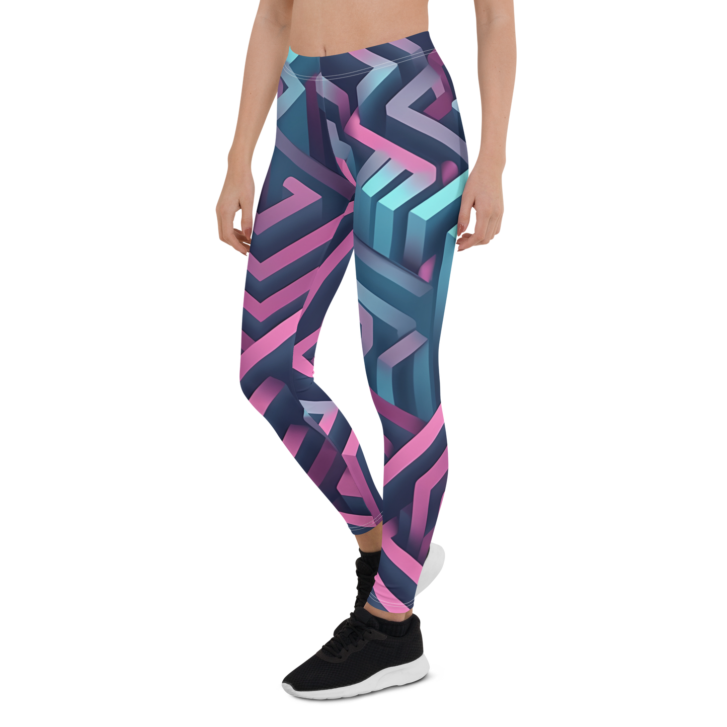 3D Maze Illusion | 3D Patterns | All-Over Print Leggings - #4