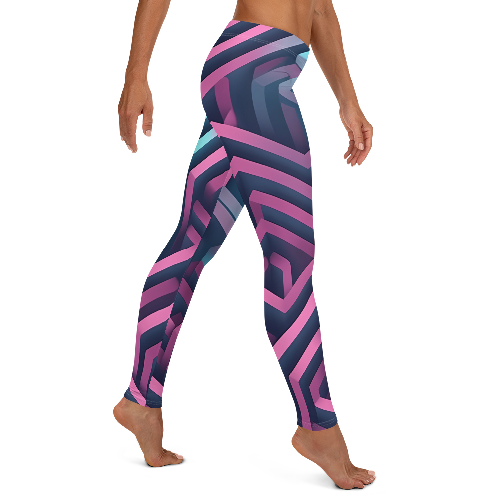 3D Maze Illusion | 3D Patterns | All-Over Print Leggings - #4