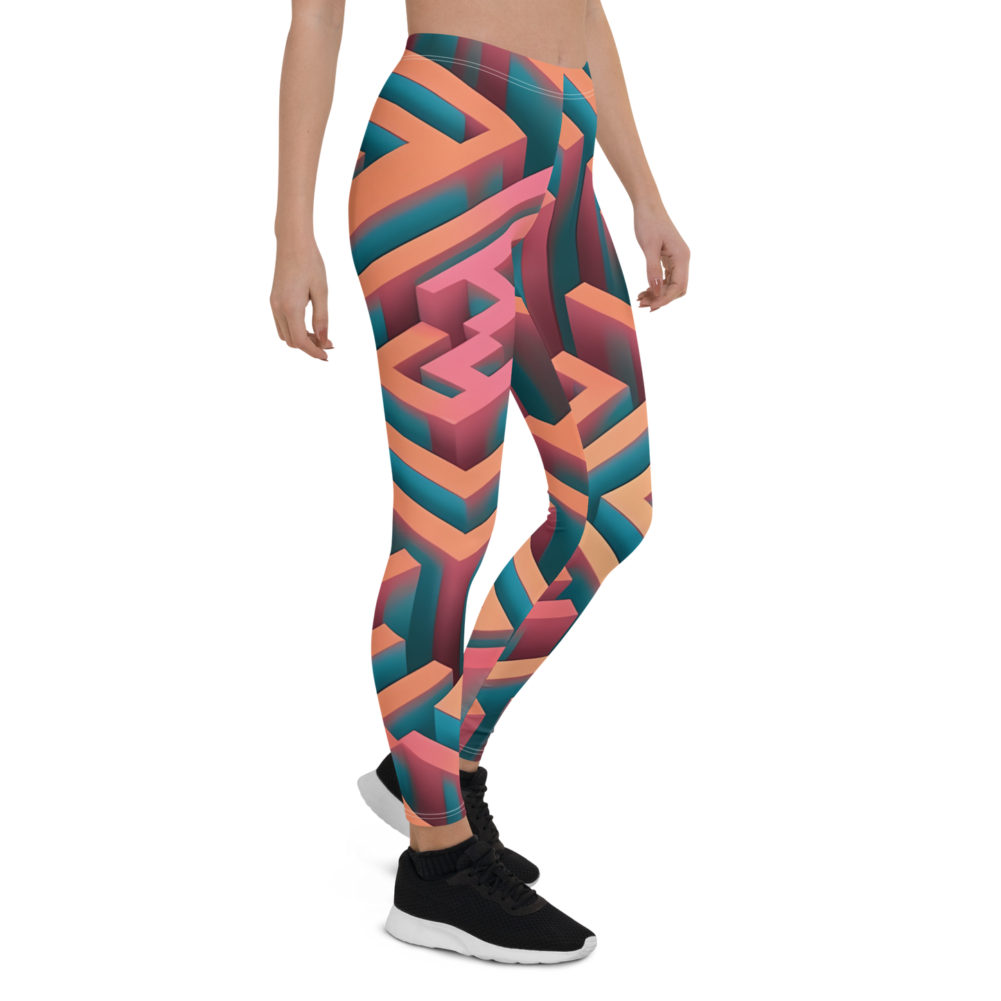 3D Maze Illusion | 3D Patterns | All-Over Print Leggings - #1