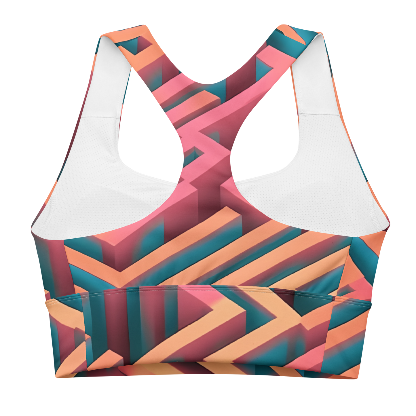 3D Maze Illusion | 3D Patterns | All-Over Print Longline Sports Bra - #1