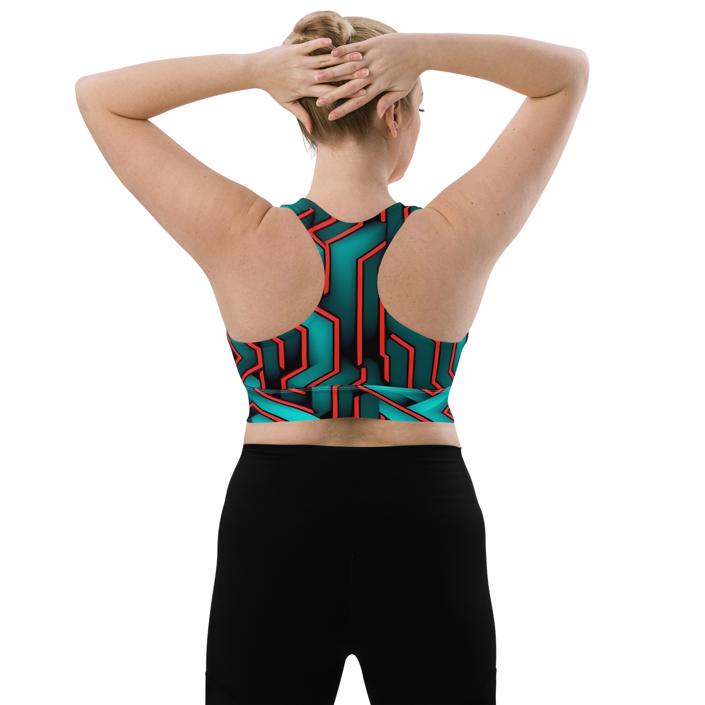 3D Maze Illusion | 3D Patterns | All-Over Print Longline Sports Bra - #2