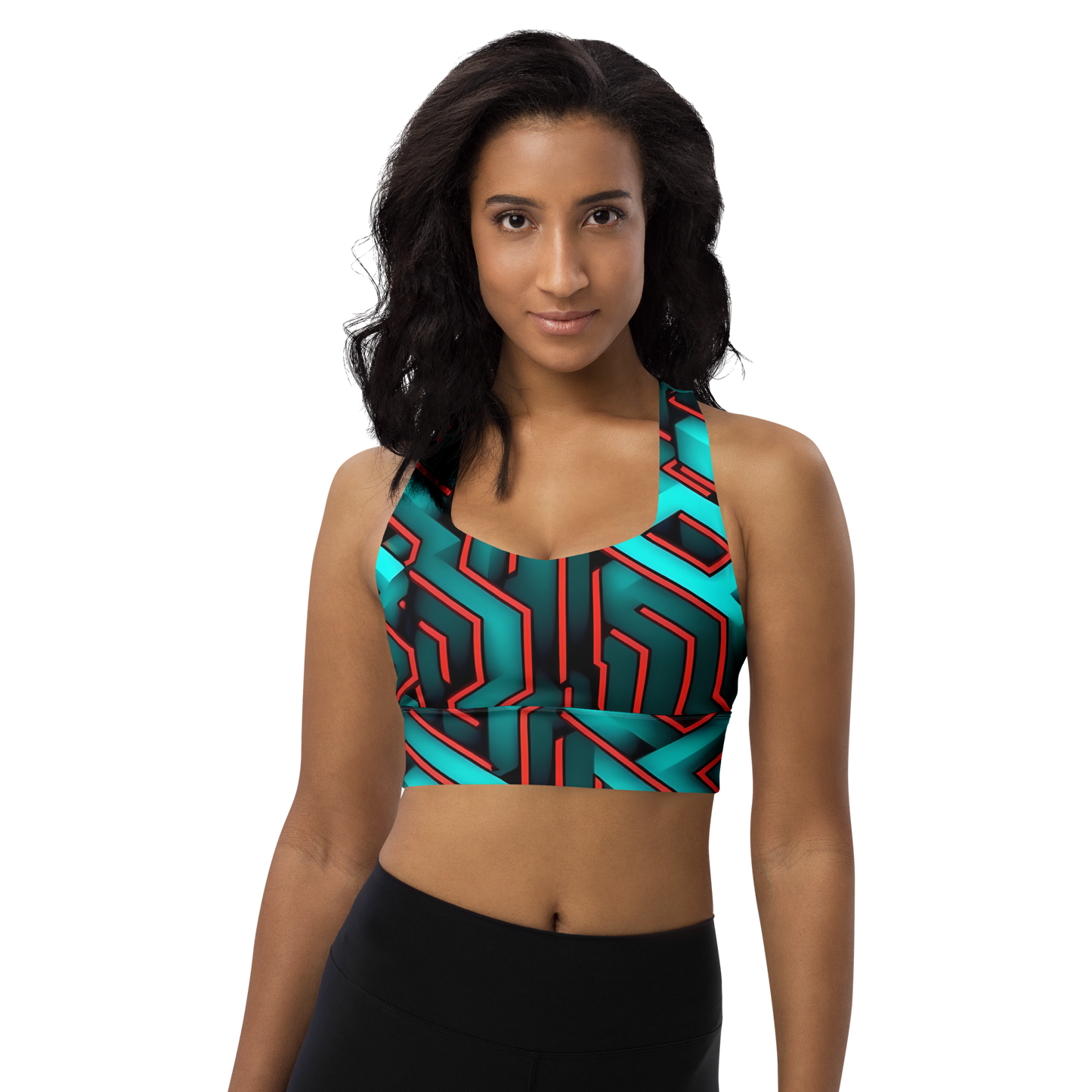 3D Maze Illusion | 3D Patterns | All-Over Print Longline Sports Bra - #2