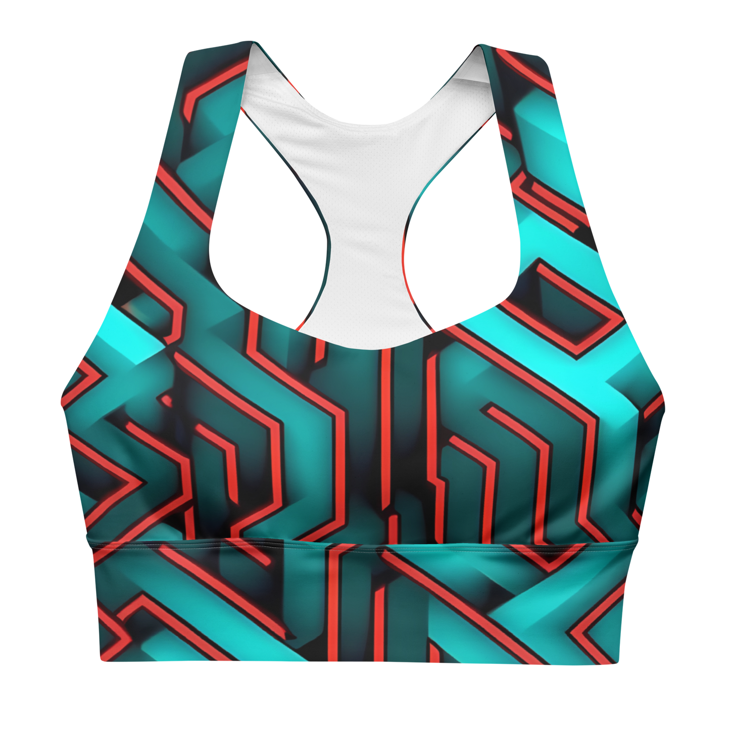 3D Maze Illusion | 3D Patterns | All-Over Print Longline Sports Bra - #2