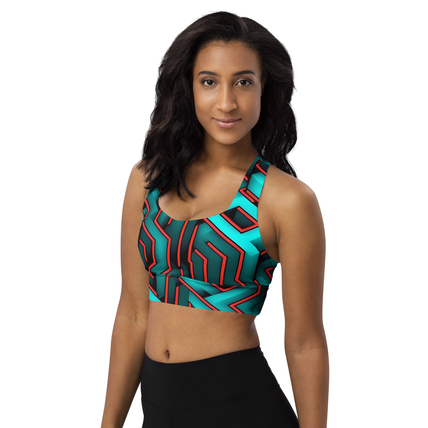 3D Maze Illusion | 3D Patterns | All-Over Print Longline Sports Bra - #2