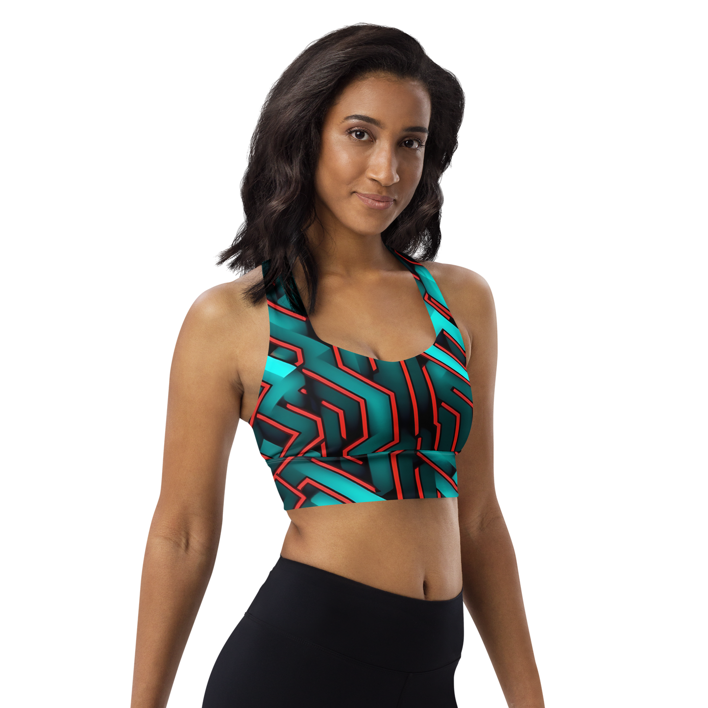 3D Maze Illusion | 3D Patterns | All-Over Print Longline Sports Bra - #2