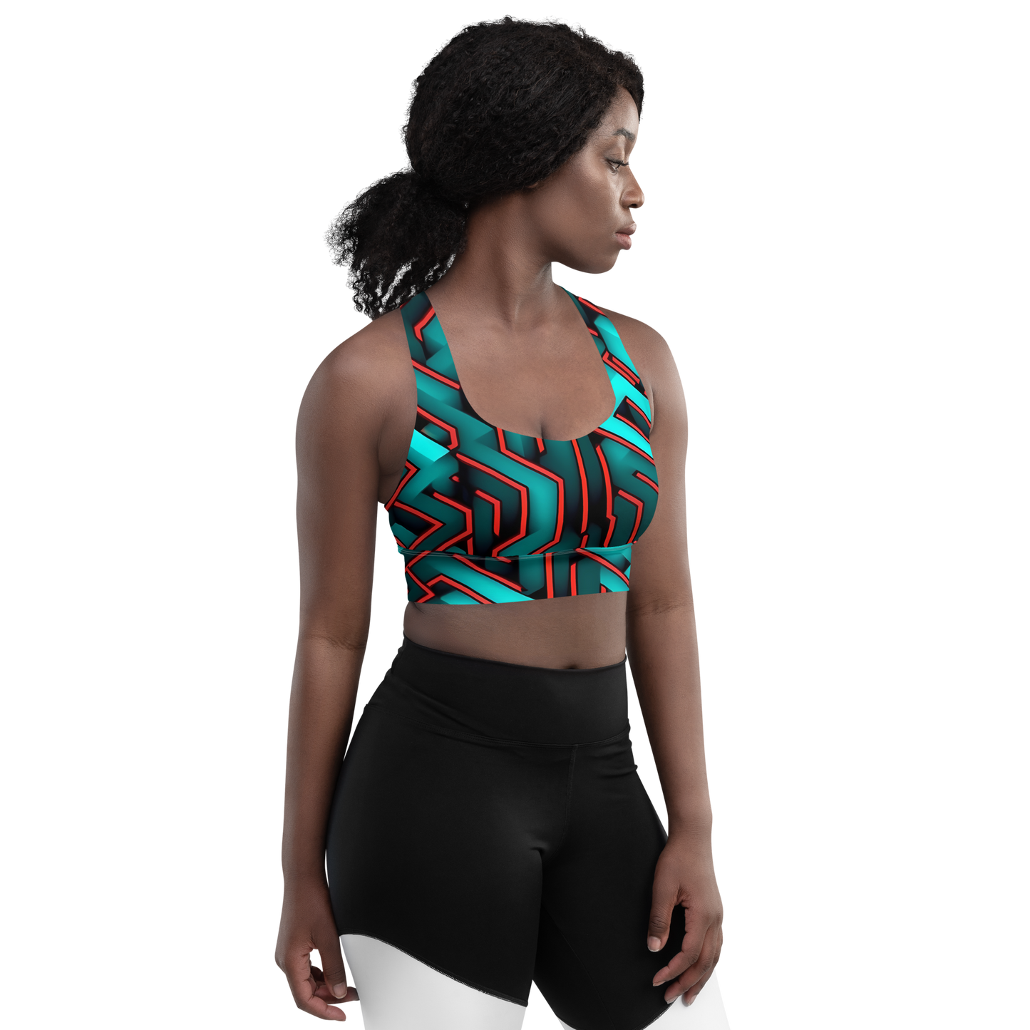 3D Maze Illusion | 3D Patterns | All-Over Print Longline Sports Bra - #2