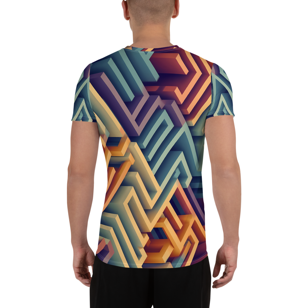 3D Maze Illusion | 3D Patterns | All-Over Print Men's Athletic T-Shirt - #3