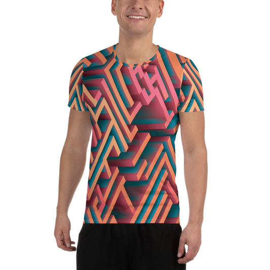 3D Maze Illusion | 3D Patterns | All-Over Print Men's Athletic T-Shirt - #1
