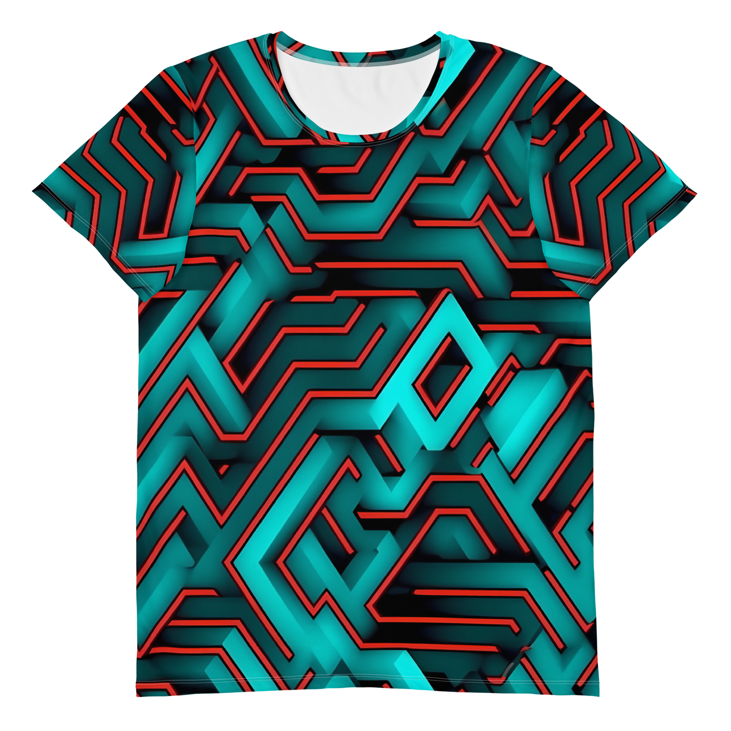 3D Maze Illusion | 3D Patterns | All-Over Print Men's Athletic T-Shirt - #2