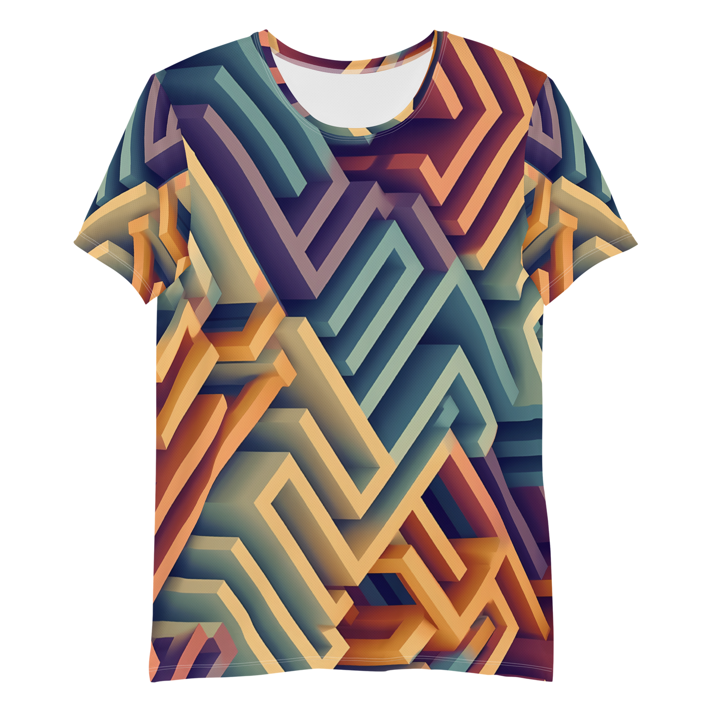 3D Maze Illusion | 3D Patterns | All-Over Print Men's Athletic T-Shirt - #3
