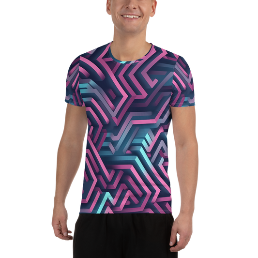 3D Maze Illusion | 3D Patterns | All-Over Print Men's Athletic T-Shirt - #4