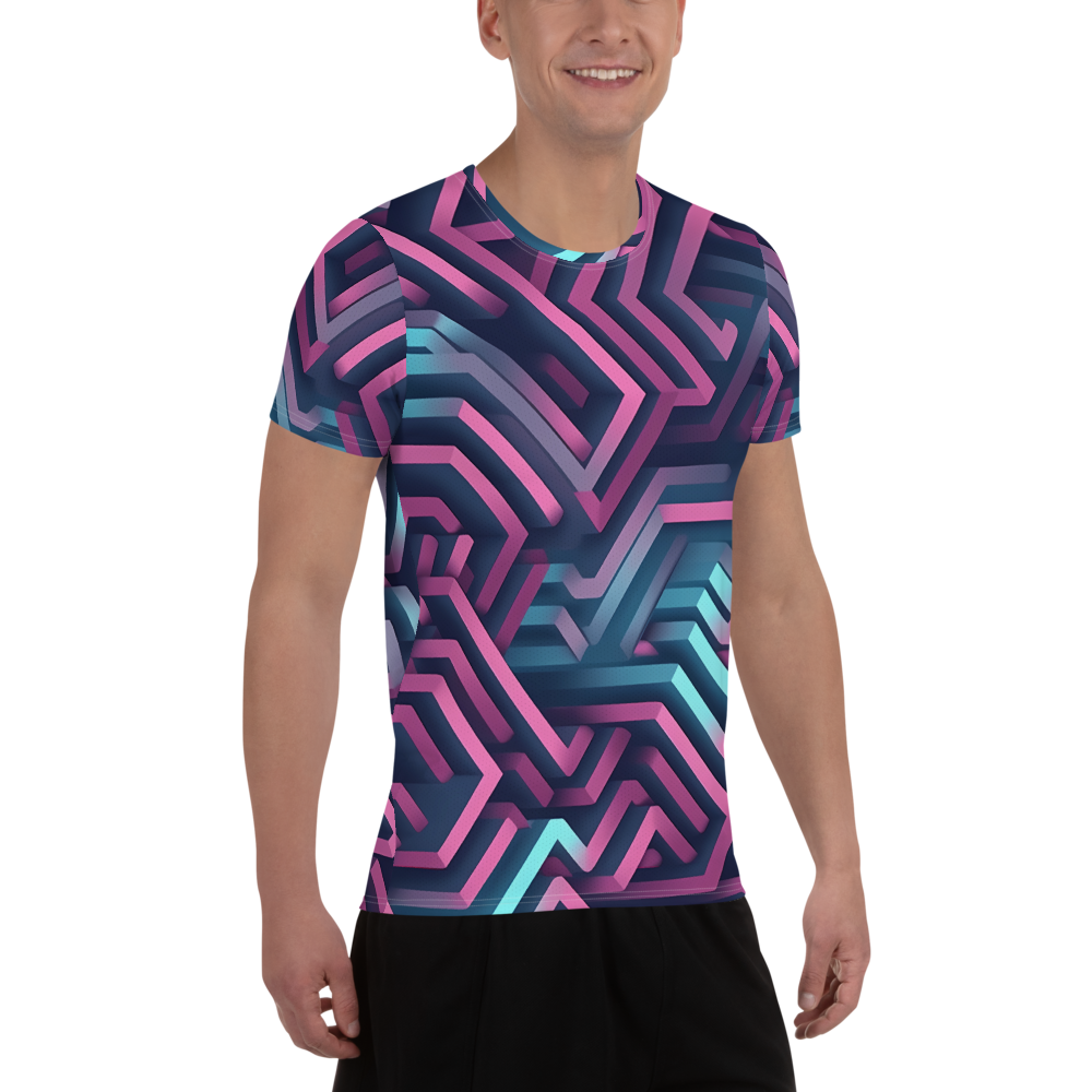 3D Maze Illusion | 3D Patterns | All-Over Print Men's Athletic T-Shirt - #4