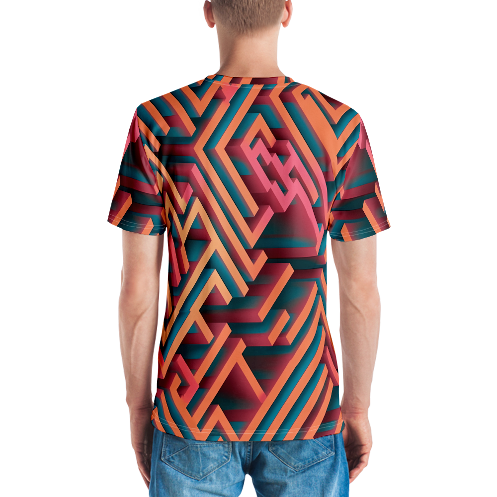 3D Maze Illusion | 3D Patterns | All-Over Print Men's Crew Neck T-Shirt - #1