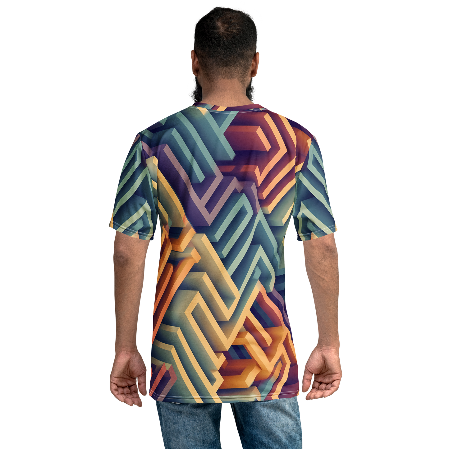 3D Maze Illusion | 3D Patterns | All-Over Print Men's Crew Neck T-Shirt - #3