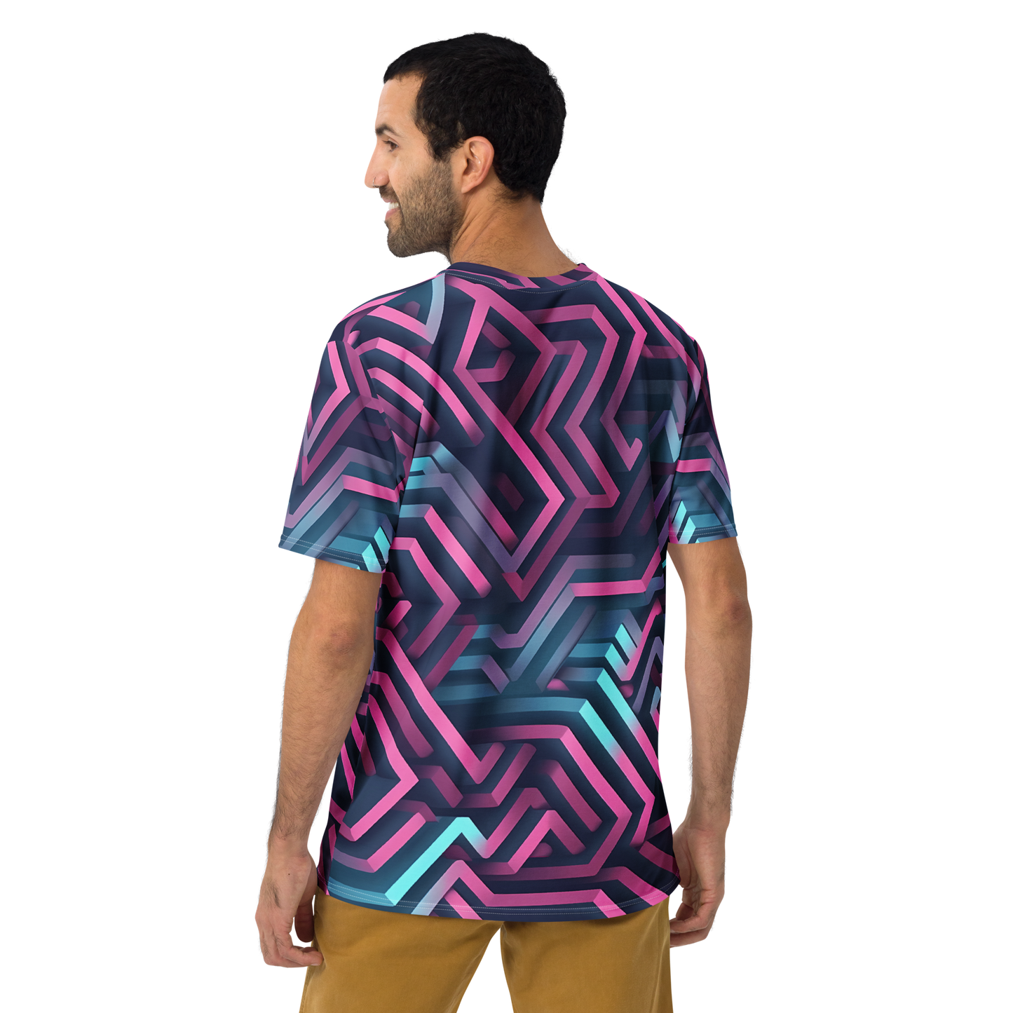 3D Maze Illusion | 3D Patterns | All-Over Print Men's Crew Neck T-Shirt - #4