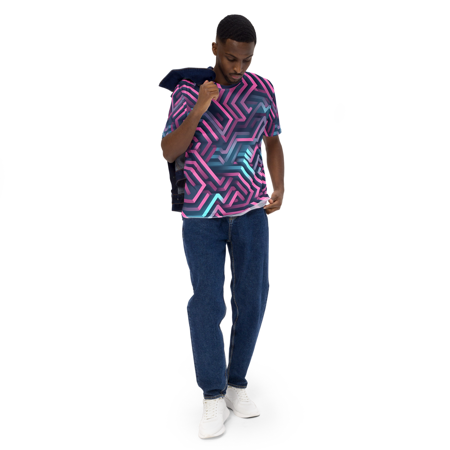 3D Maze Illusion | 3D Patterns | All-Over Print Men's Crew Neck T-Shirt - #4