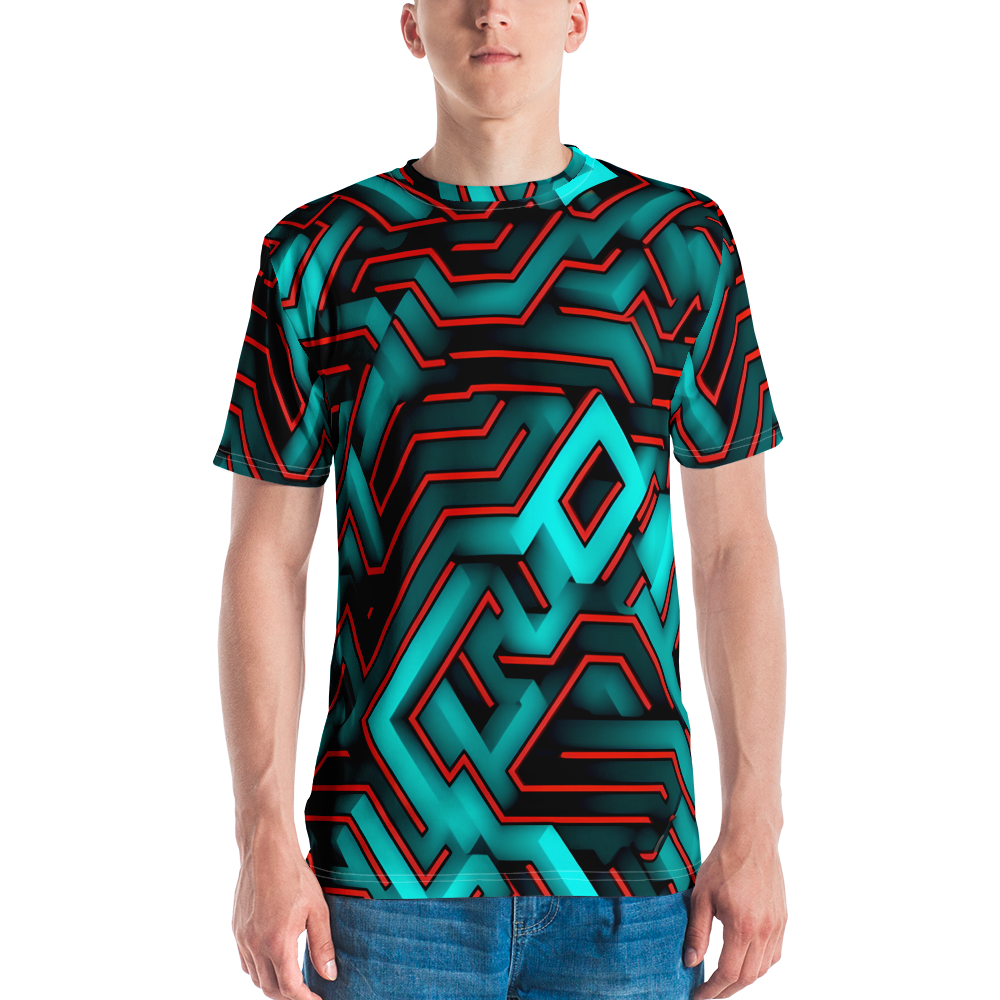 3D Maze Illusion | 3D Patterns | All-Over Print Men's Crew Neck T-Shirt - #2