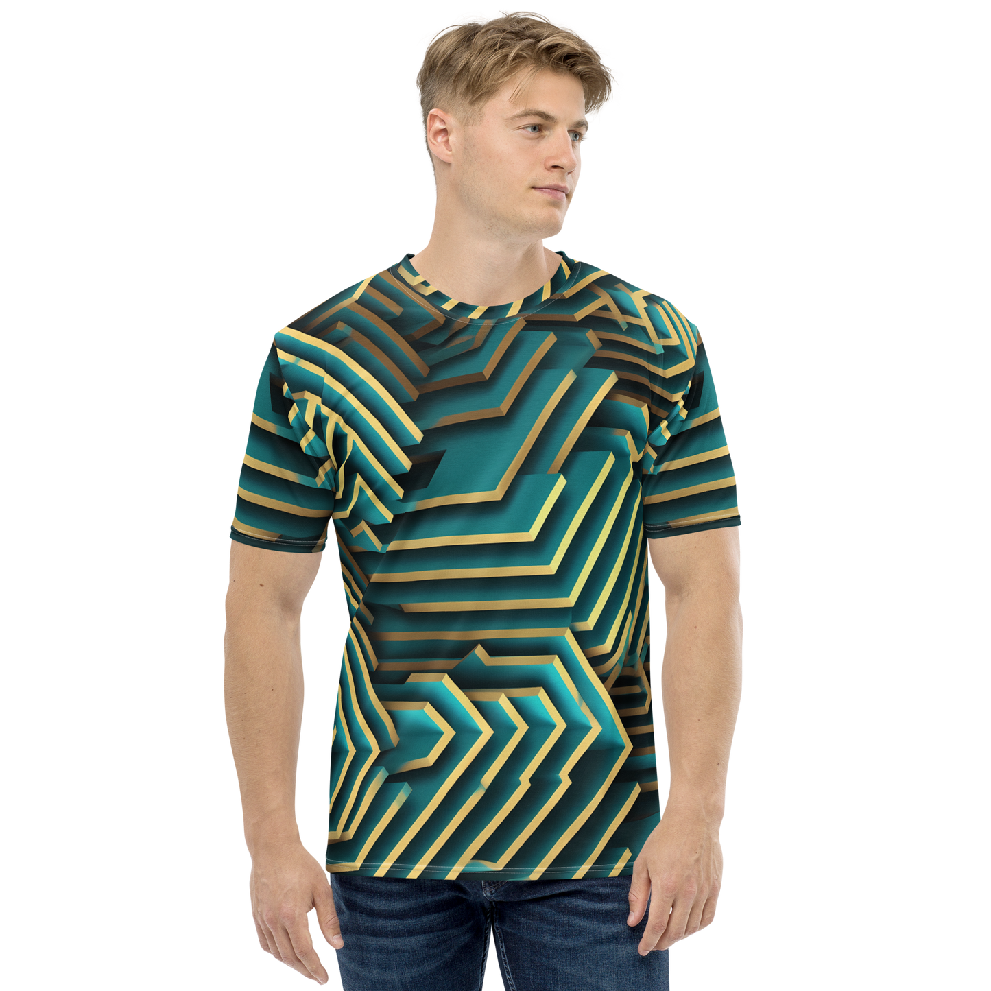 3D Maze Illusion | 3D Patterns | All-Over Print Men's Crew Neck T-Shirt - #5