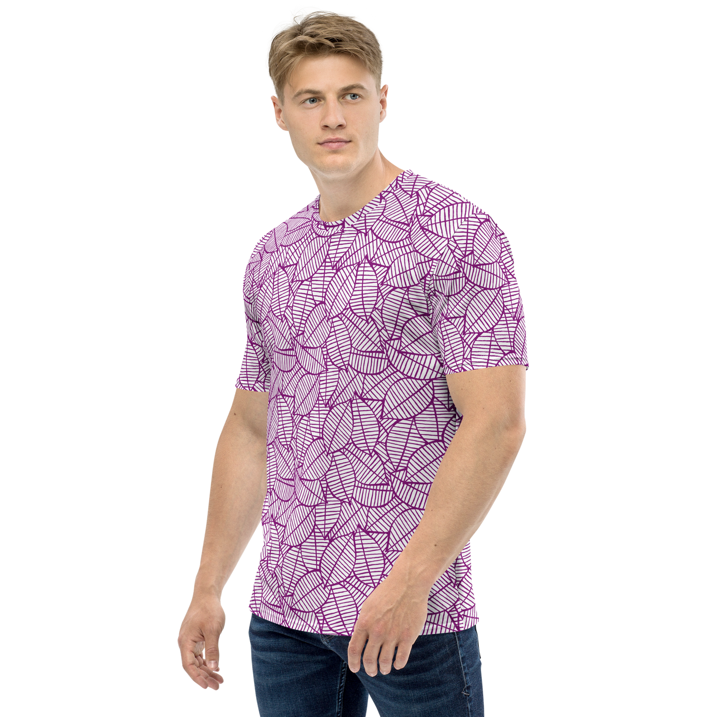 Colorful Fall Leaves | Seamless Patterns | All-Over Print Men's Crew Neck T-Shirt - #7