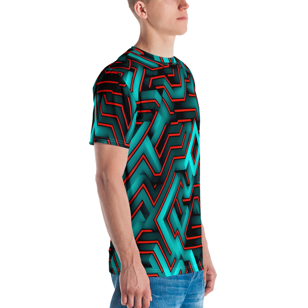 3D Maze Illusion | 3D Patterns | All-Over Print Men's Crew Neck T-Shirt - #2
