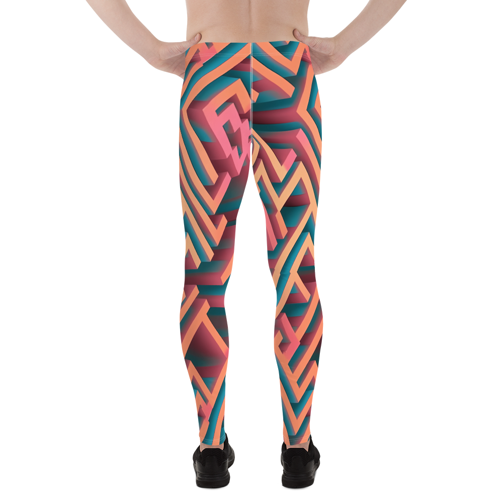 3D Maze Illusion | 3D Patterns | All-Over Print Men's Leggings - #1