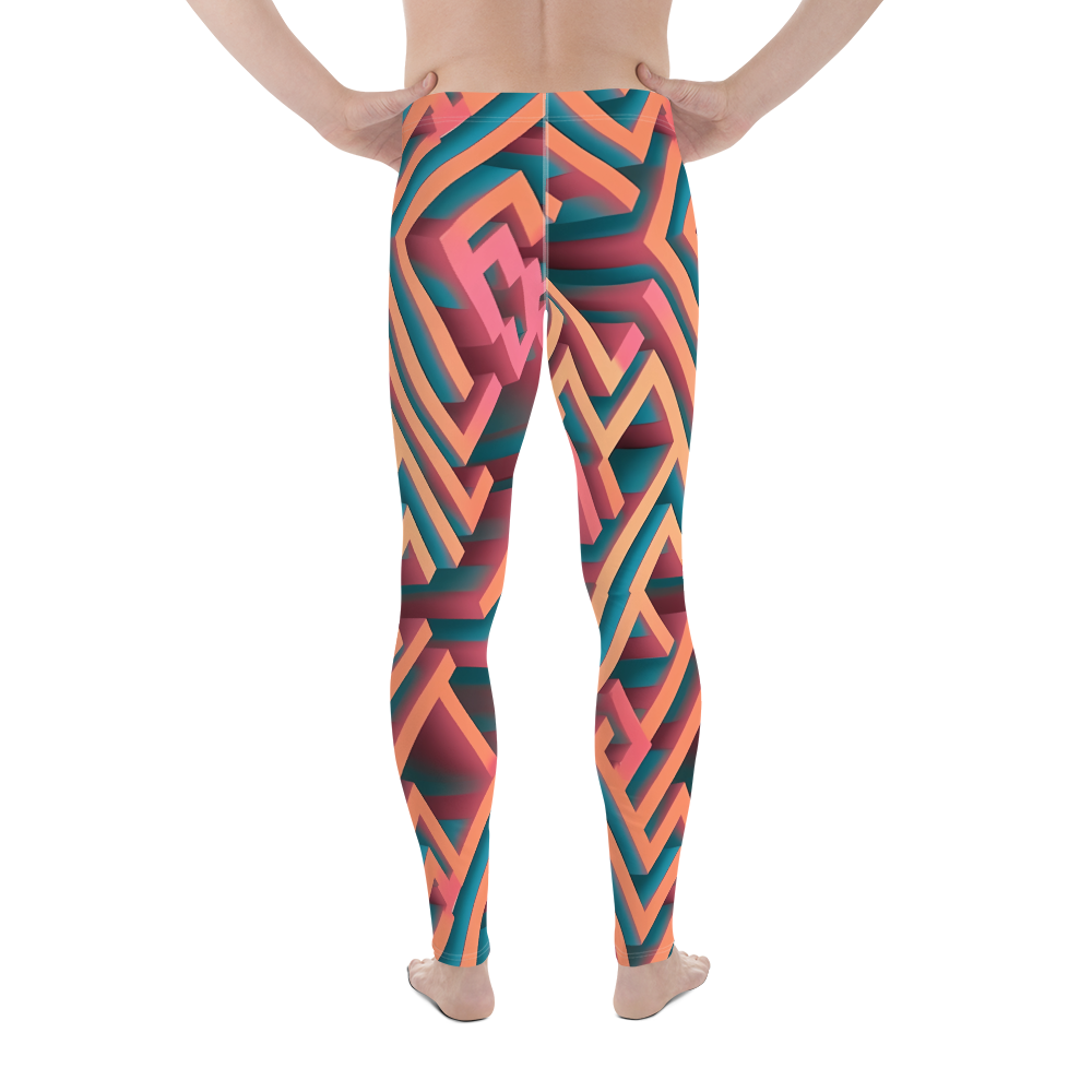 3D Maze Illusion | 3D Patterns | All-Over Print Men's Leggings - #1