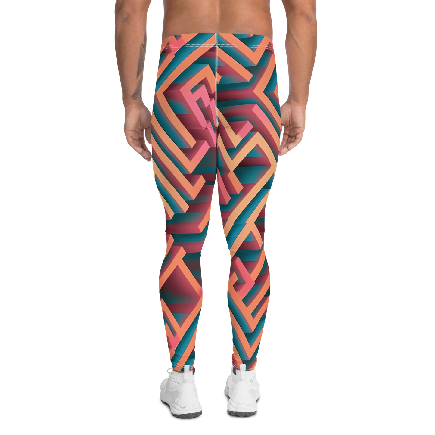 3D Maze Illusion | 3D Patterns | All-Over Print Men's Leggings - #1