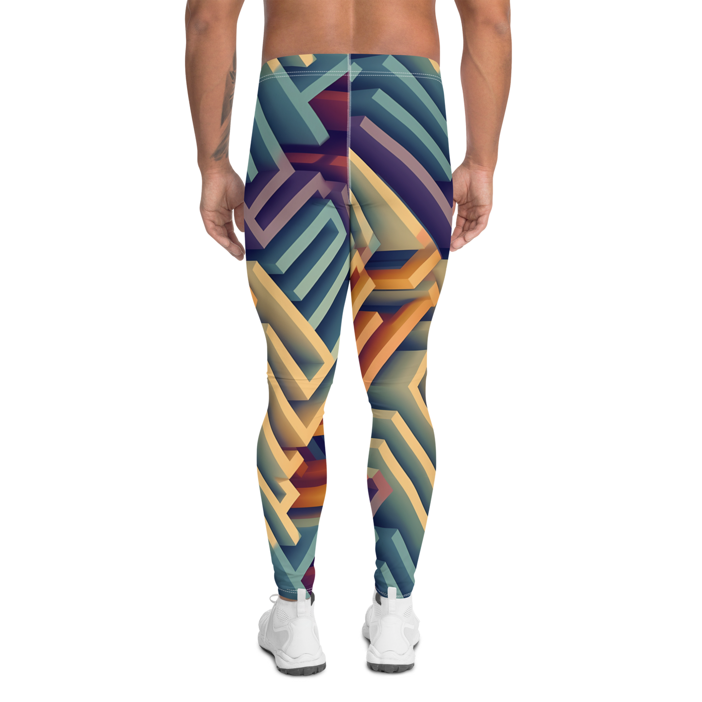 3D Maze Illusion | 3D Patterns | All-Over Print Men's Leggings - #3