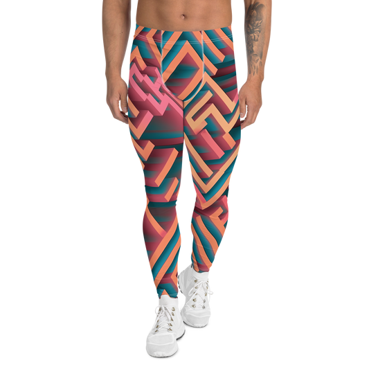 3D Maze Illusion | 3D Patterns | All-Over Print Men's Leggings - #1