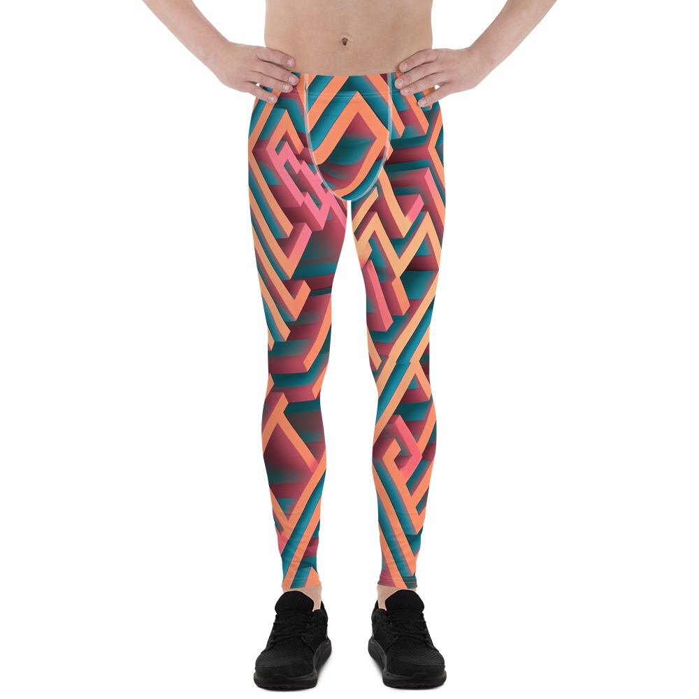 3D Maze Illusion | 3D Patterns | All-Over Print Men's Leggings - #1